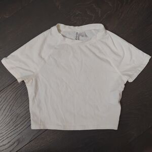 Divided H&M Basic T-Shirt Women Small White Short Sleeve Knit Cropped